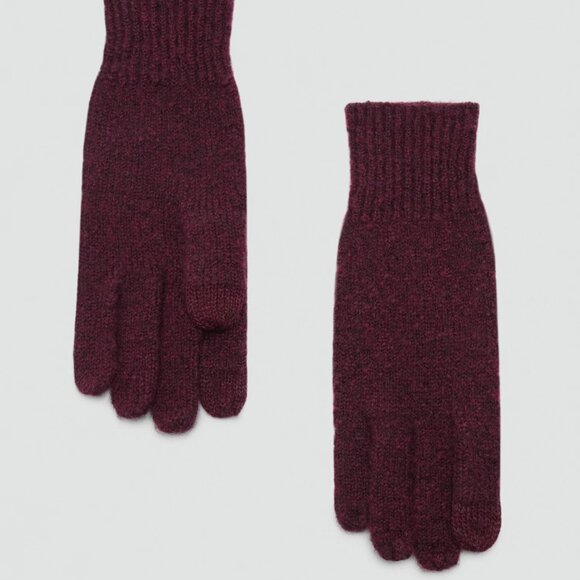 Mango Burgundy Tactile Knit Gloves One Size OS - Picture 2 of 2